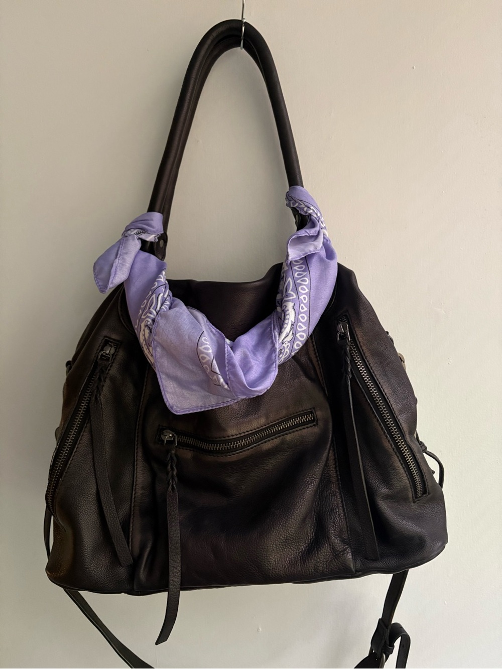 We The Free Large Emerson Tote in Coal - has flaws! includes bandana scarf